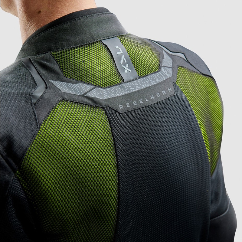 Motorcykeljakke Rebelhorn Jax sort-fluogul