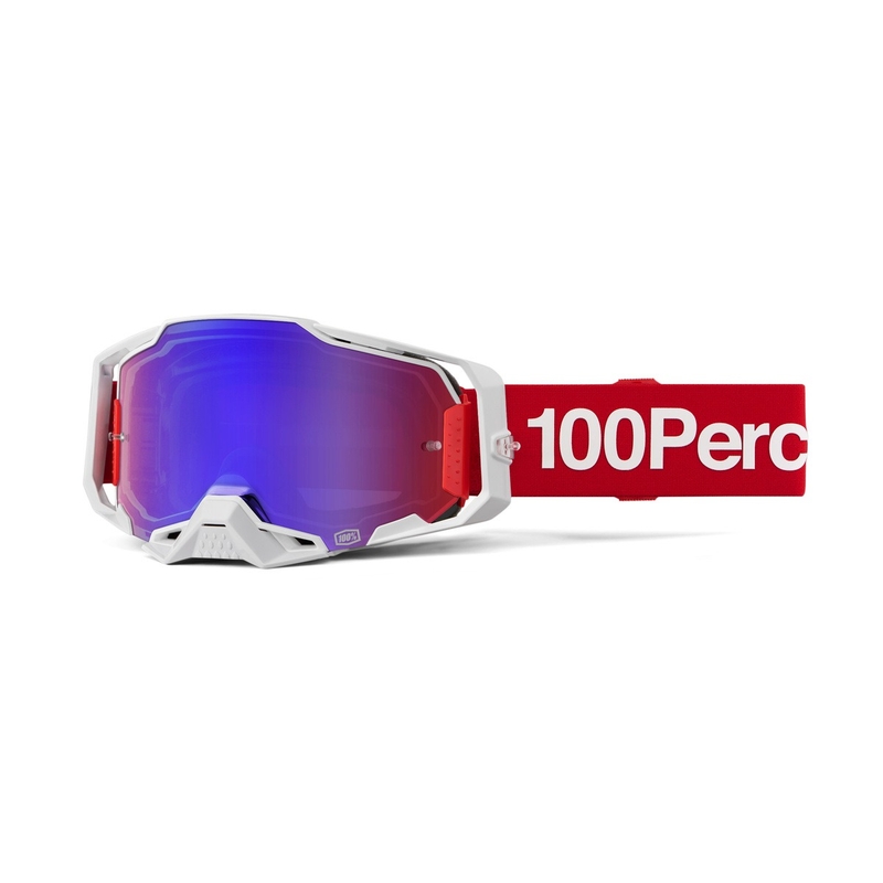Motocrossbriller 100% ARMEGA Corbin rød med blå plexi