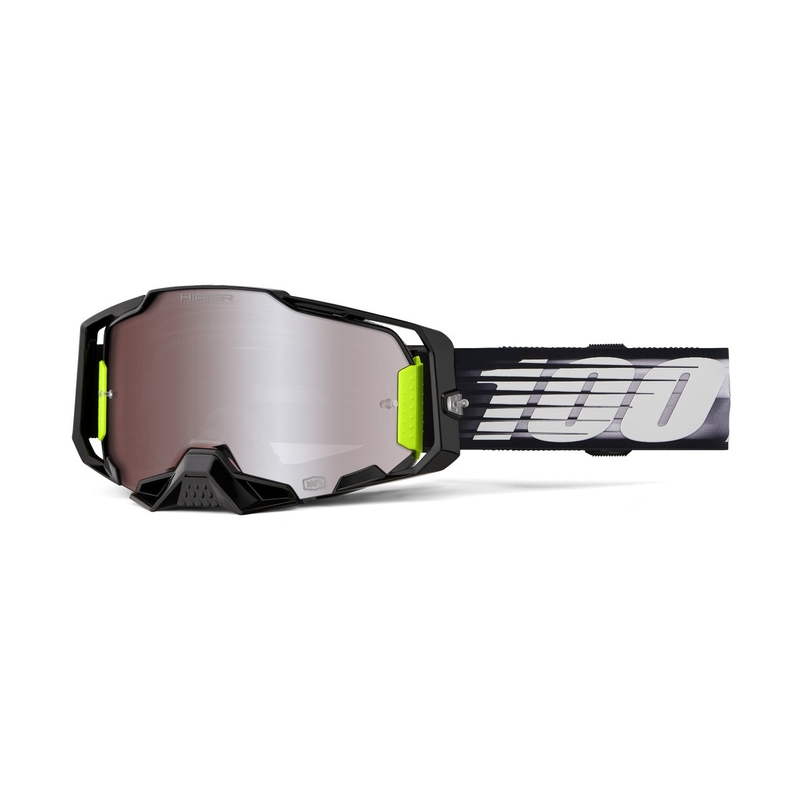 Motocrossbriller 100% ARMEGA Lightspeed med sølvfarvet HIPER-plexi
