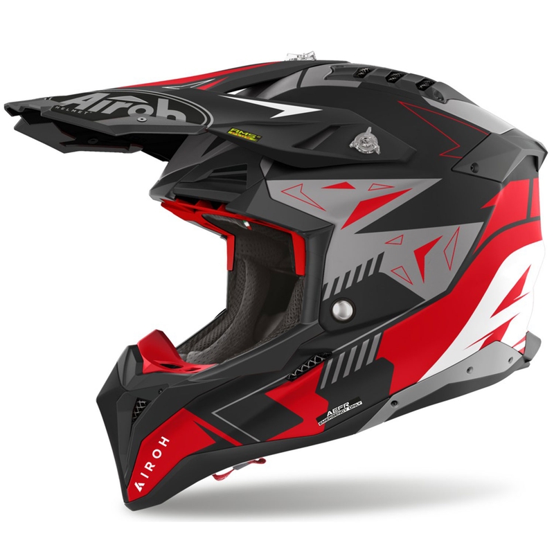 Motocrosshjelm Airoh Aviator 3 Spin rød mat
