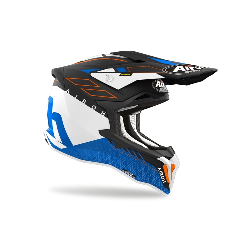 Motocrosshjelm Airoh Strycker Skin blå mat udsalg