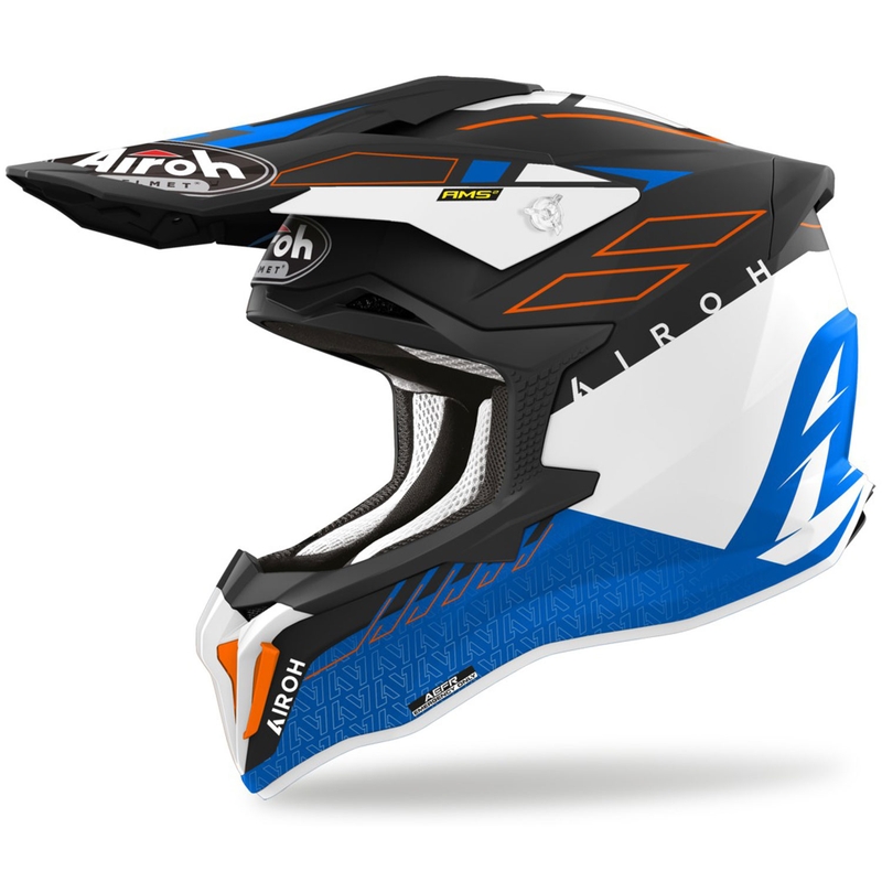 Motocrosshjelm Airoh Strycker Skin blå mat udsalg