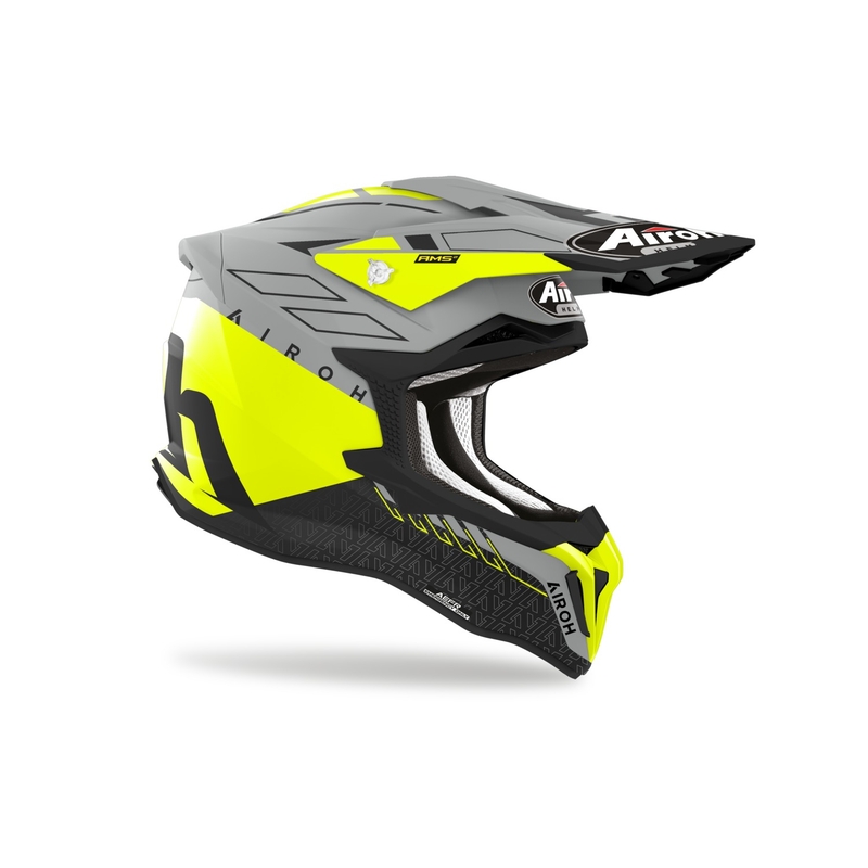 Motocrosshjelm Airoh Strycker Skin gul mat udsalg