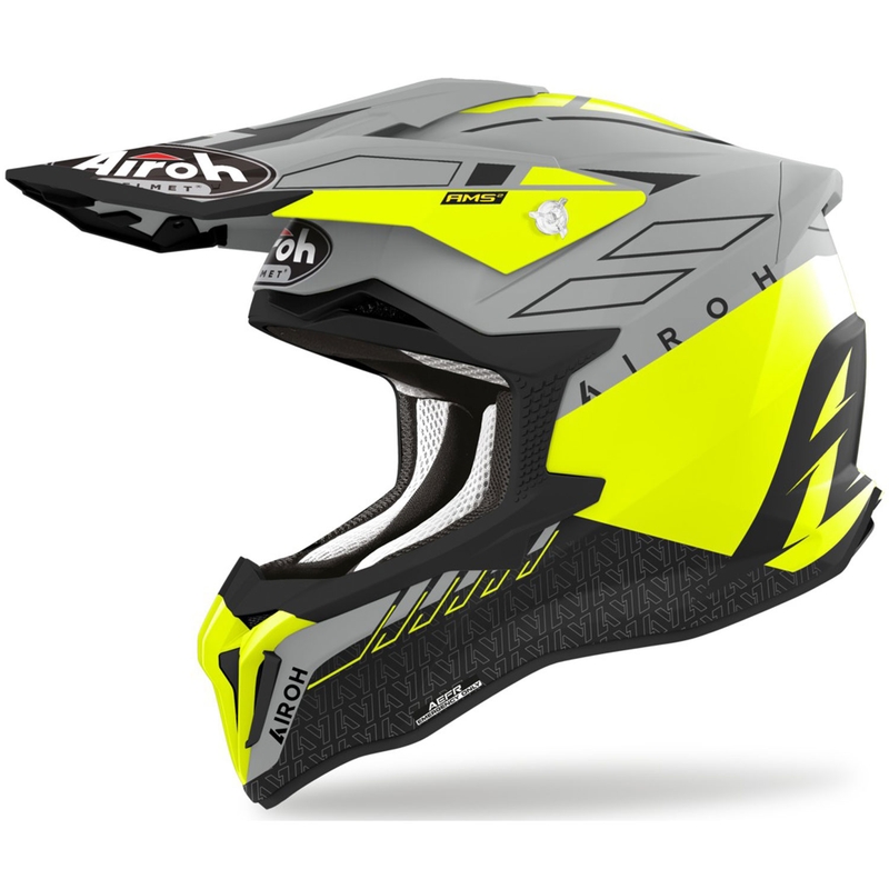Motocrosshjelm Airoh Strycker Skin gul mat udsalg