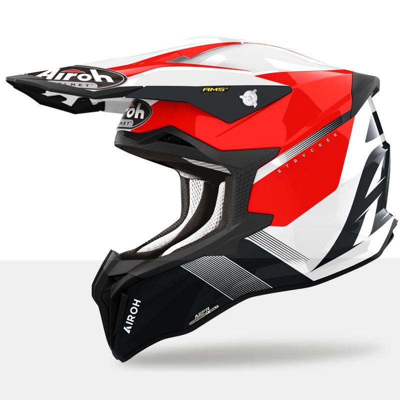 Motocrosshjelm Airoh Strycker Blazer rød udsalg