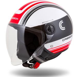 Cassida Handy Metropolis sort-hvid-rød åben motorcykelhjelm
