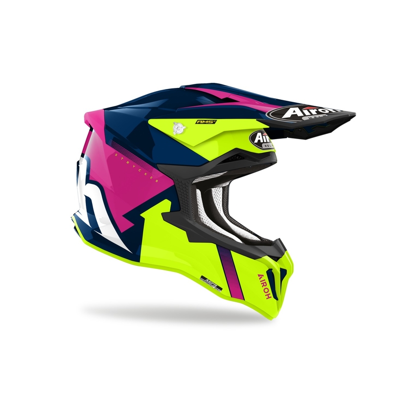 Motocrosshjelm Airoh Strycker Blazer blå-pink udsalg