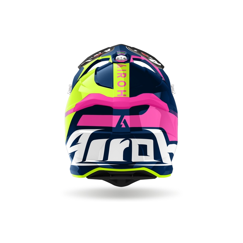 Motocrosshjelm Airoh Strycker Blazer blå-pink udsalg