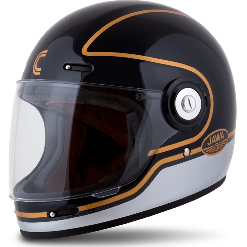 Integral motorcykelhjelm Cassida Fibre Jawa Sport sort-sølv-guld