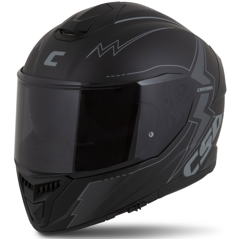 Cassida Integral GT 2.1 Flash sort-grå Integral motorcykelhjelm