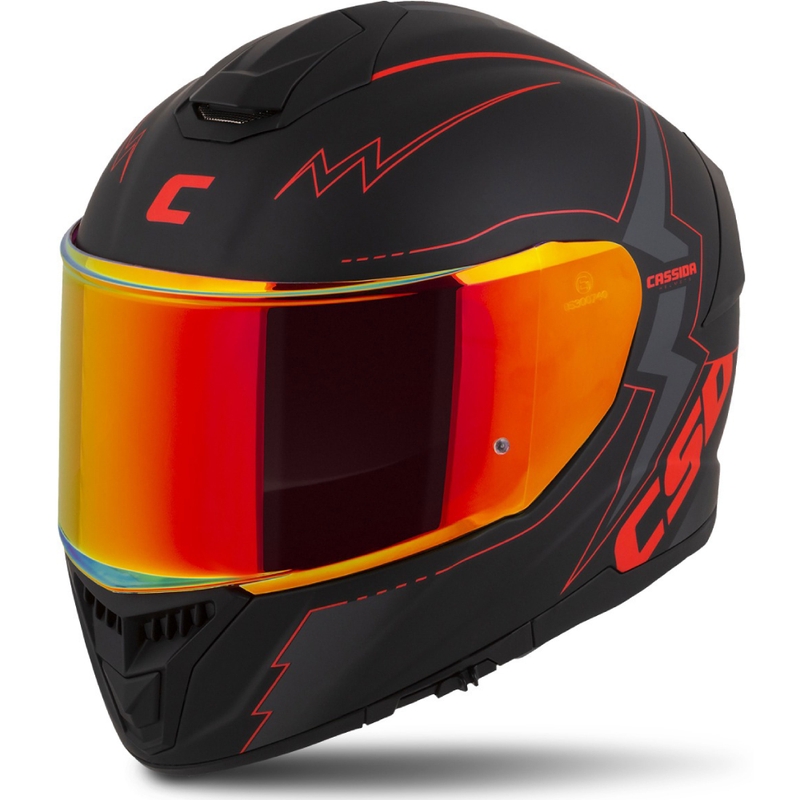 Cassida Integral GT 2.1 Flash sort-rød-grå motorcykelhjelm