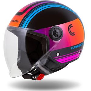 Cassida Handy Metropolis sort-turkis gradient åben motorcykelhjelm