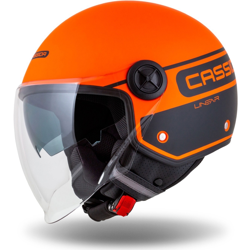 Cassida Handy Plus Linear åben motorcykelhjelm orange-sort
