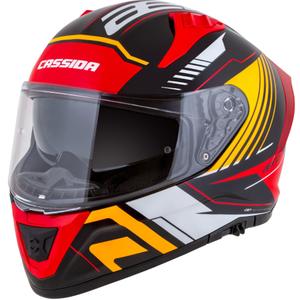 Cassida Aero Drome pearl sort-orange-rød-hvid integreret motorcykelhjelm