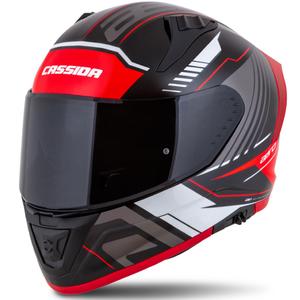Cassida Aero Drome sort-rød-hvid-grå integreret motorcykelhjelm