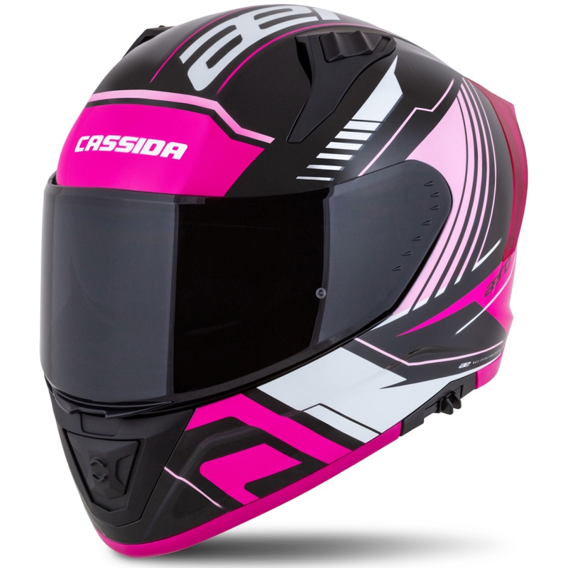 Cassida Aero Drome sort-pink-hvid integreret motorcykelhjelm