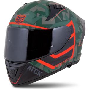 Cassida Aero ATCK camo grøn-sort-grå-orange integreret motorcykelhjelm