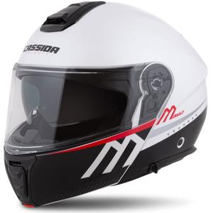 Cassida Modulo 2.1 Compass flip-up motorcykelhjelm perlehvid-sort-rød-sølv