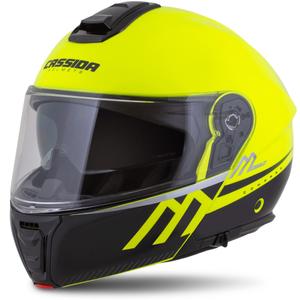 Cassida Modulo 2.1 Compass fluo gul-sort-sølv-rød flip-up motorcykelhjelm