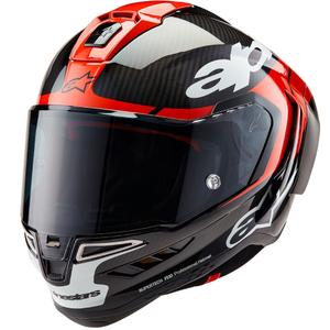 Alpinestars Supertech R-10 Element carbon fluo fullface motorcykelhjelm rød-hvid