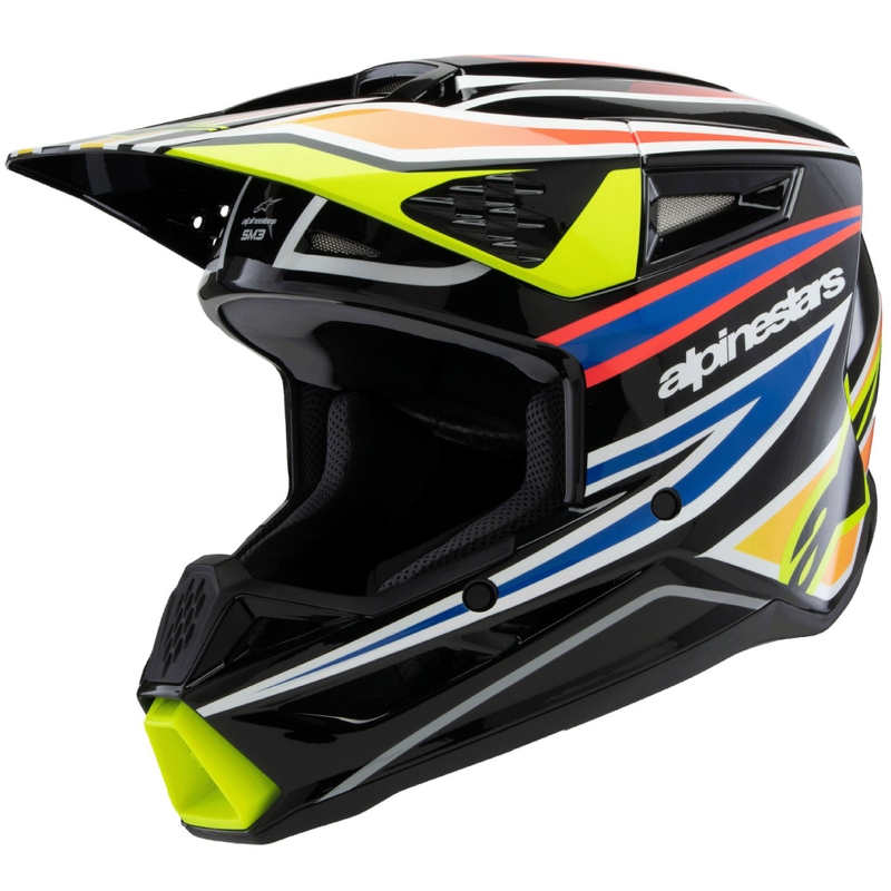 Alpinestars S-M3 WURX børne motocrosshjelm sort-fluo gul-blå-rød