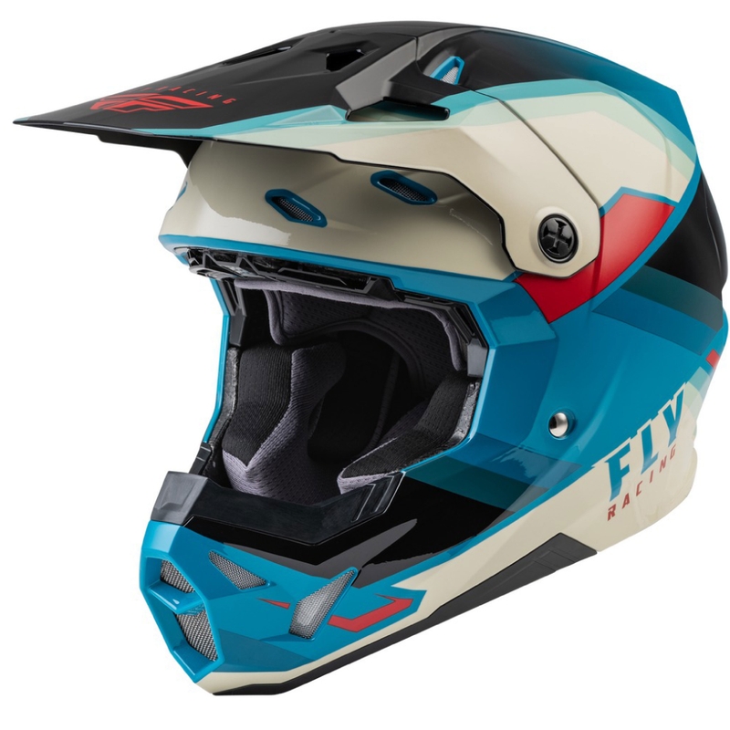 Motocrosshjelm FLY Racing Formula CP sort-grå-turkis