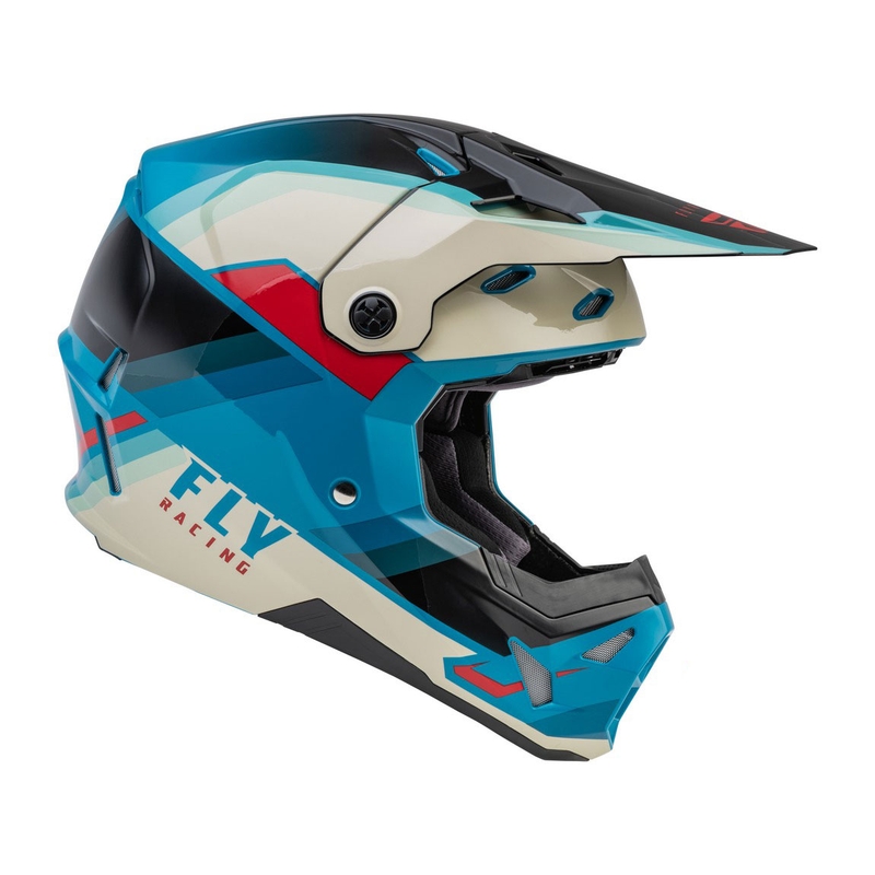 Motocrosshjelm FLY Racing Formula CP sort-grå-turkis