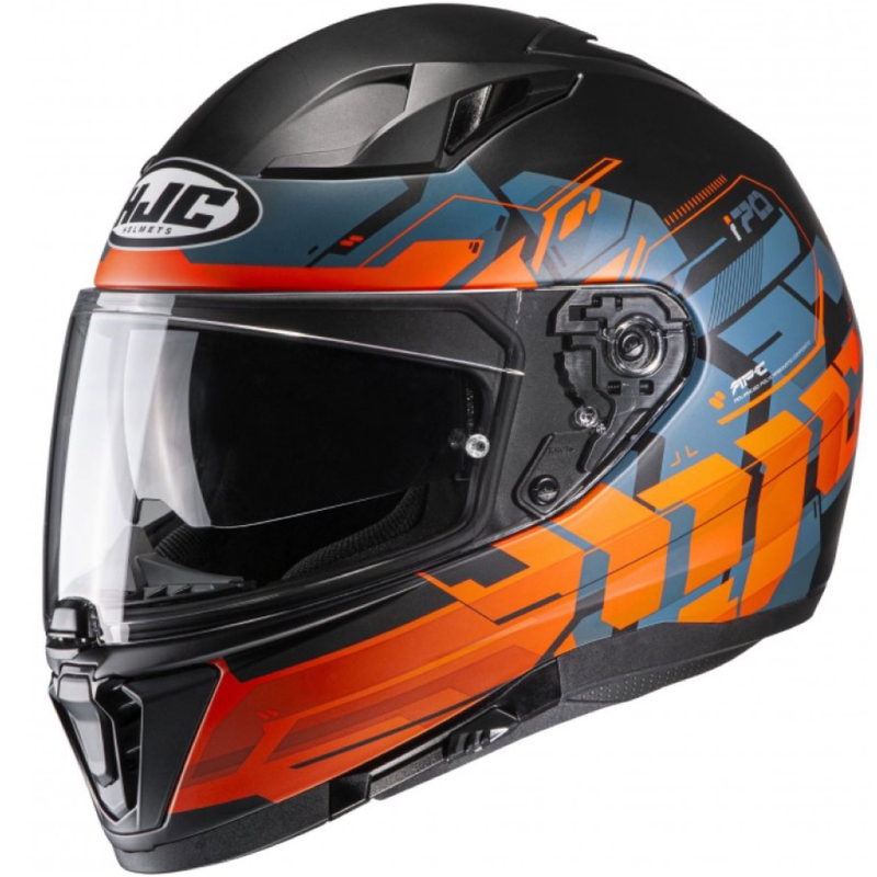 Integreret motorcykelhjelm HJC I70 Alligon MC7SF orange-blå-sort udsalg