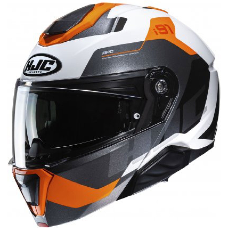 HJC i91 Carst MC7 flip-up hjelm sort-grå-hvid-orange