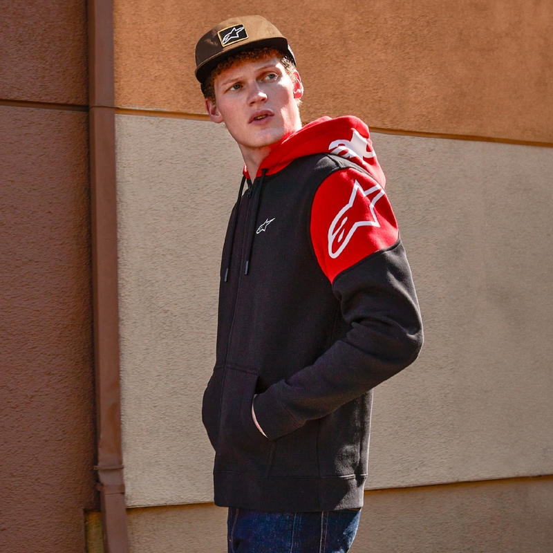 Alpinestars Velocity Hoodie sort og rød