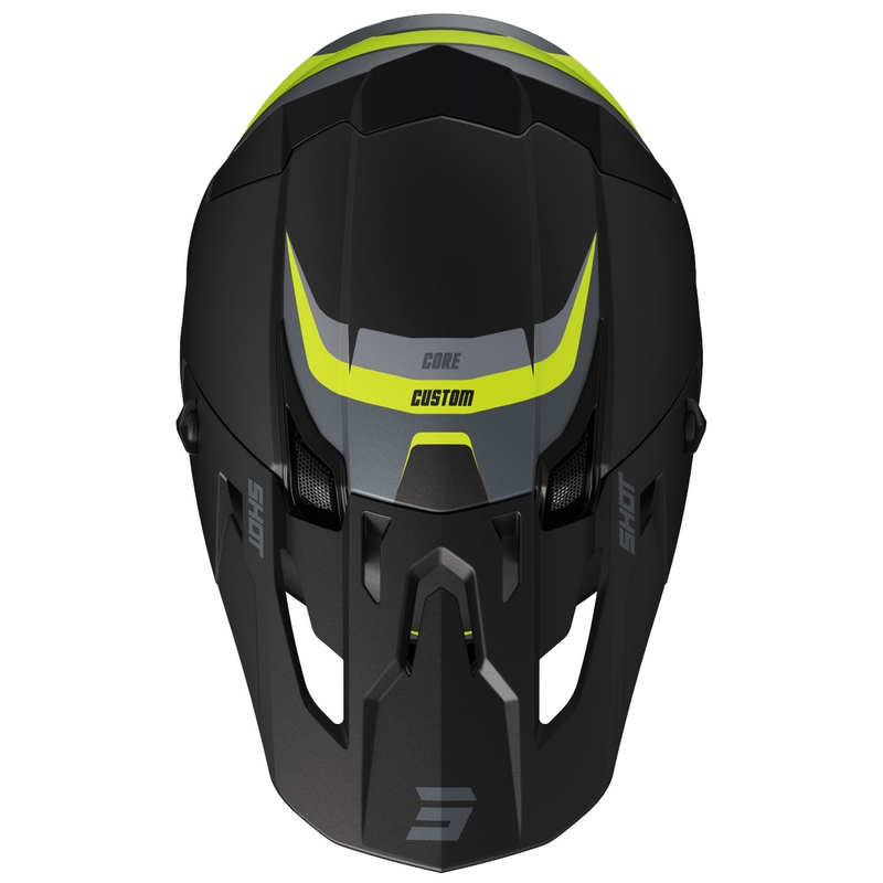 Motocrosshjelm Shot Core Custom sort-fluogul