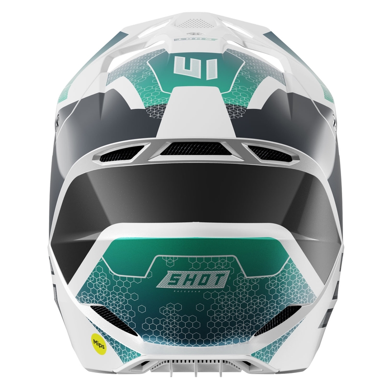 Motocrosshjelm Shot Race Phaser pearl sort-turkis-hvid