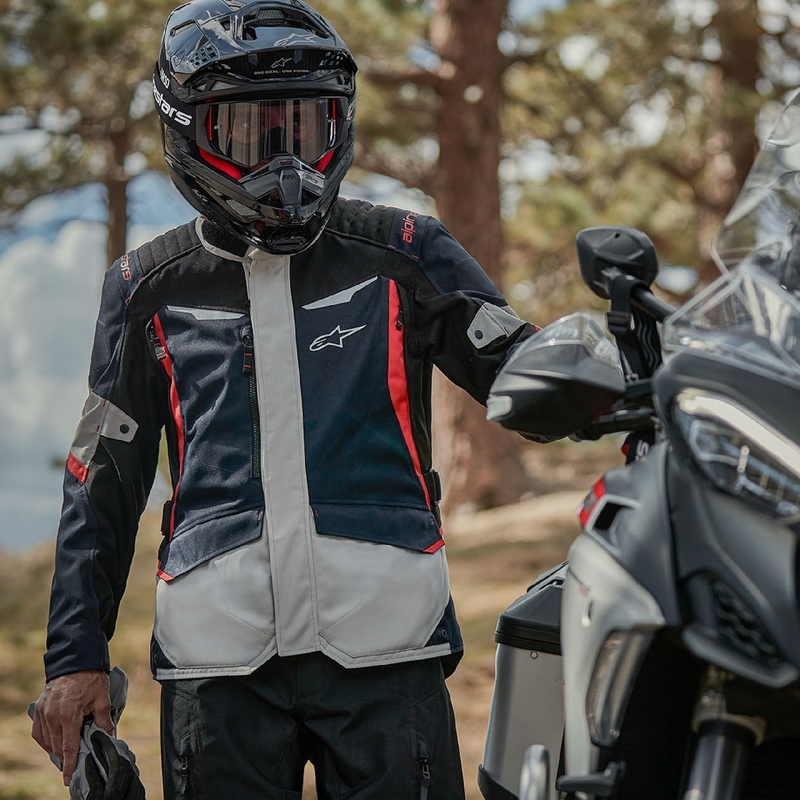 Alpinestars ST-1 vandtæt motorcykeljakke mørkeblå-sort-rød