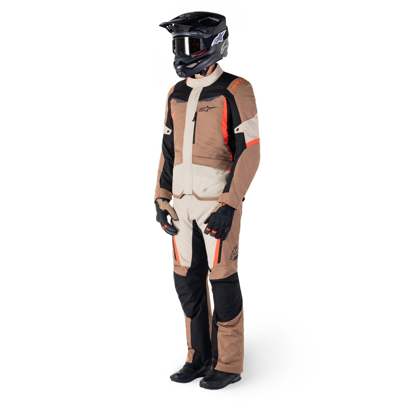 Alpinestars ST-1 Waterproof khaki-sand-sort-fluoro rød motorcykeljakke