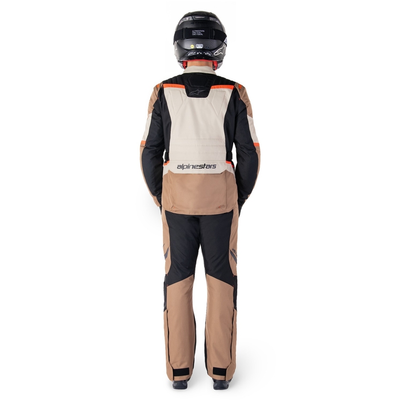 Alpinestars ST-1 Waterproof khaki-sand-sort-fluoro rød motorcykeljakke