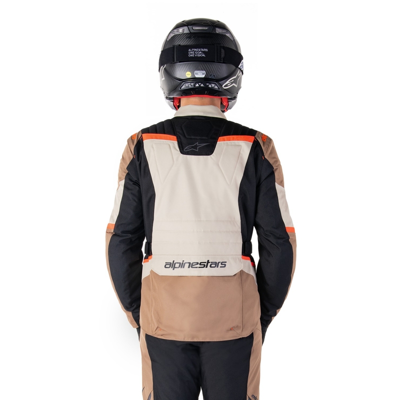 Alpinestars ST-1 Waterproof khaki-sand-sort-fluoro rød motorcykeljakke
