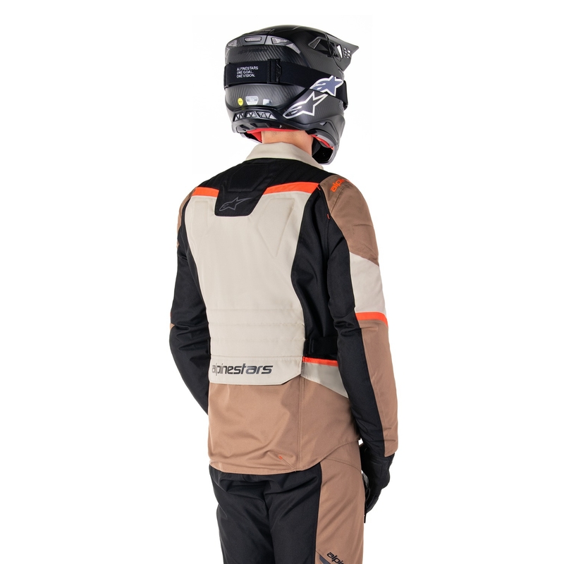 Alpinestars ST-1 Waterproof khaki-sand-sort-fluoro rød motorcykeljakke