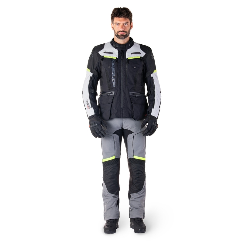 Alpinestars Bogota PRO Drystar sort-grå-fluogul motorcykeljakke