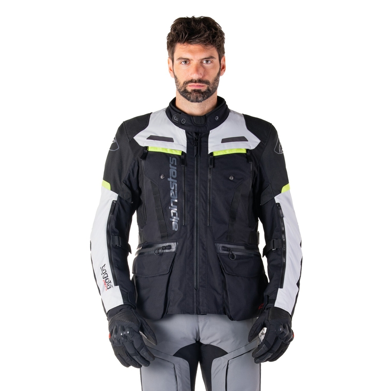 Alpinestars Bogota PRO Drystar sort-grå-fluogul motorcykeljakke