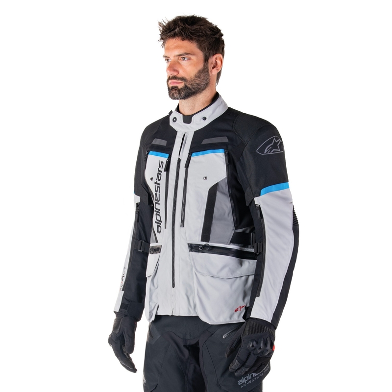 Alpinestars Bogota PRO Drystar grå-sort-blå motorcykeljakke