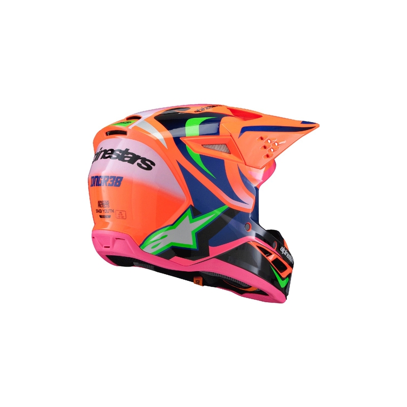 Motocrosshjelm til børn Alpinestars S-M3 HAIDEN DEEGAN fluo orange-lilla-lyserød-grøn