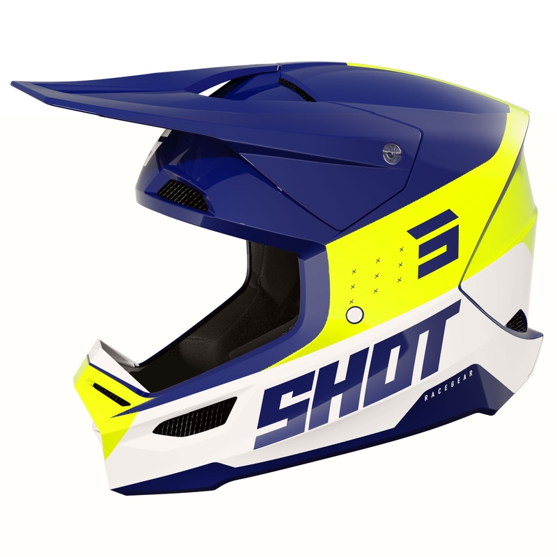 Motocrosshjelm Shot Furious League blå-fluogul