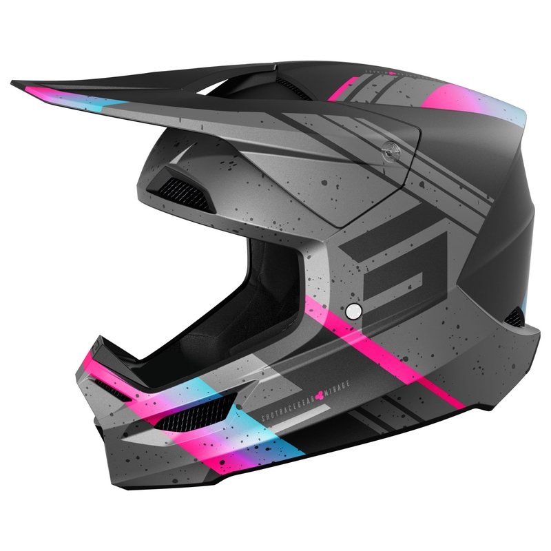 Motocrosshjelm Shot Furious Mirage blå-pink