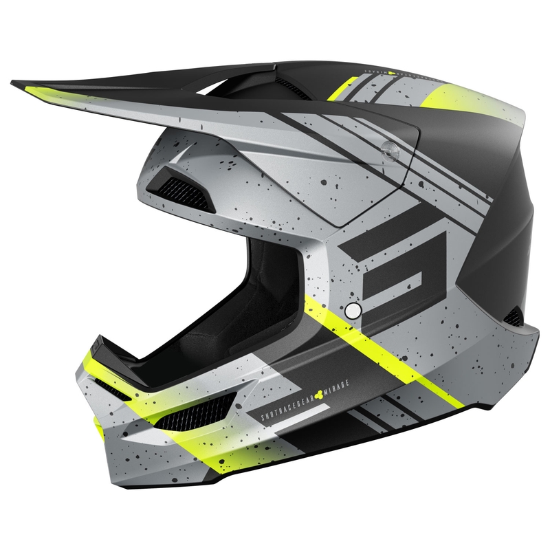 Motocrosshjelm Shot Furious Mirage grå-fluogul