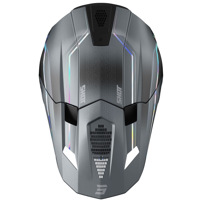 Motocrosshjelm Shot Lite Challenger pearl grey holografisk