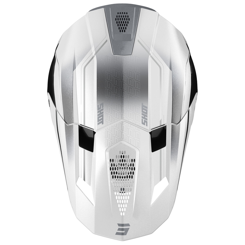 Motocrosshjelm Shot Lite Challenger pearl sort og hvid