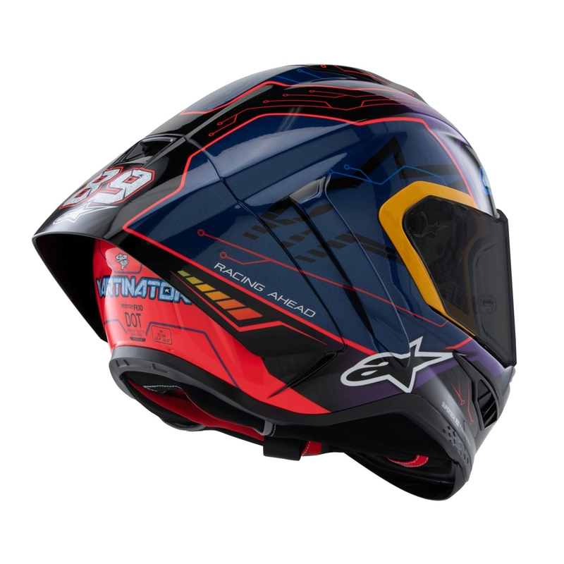 Alpinestars Supertech R-10 limited edition Martinator Jorge Martin blå-lilla-rød-gul integreret motorcykelhjelm