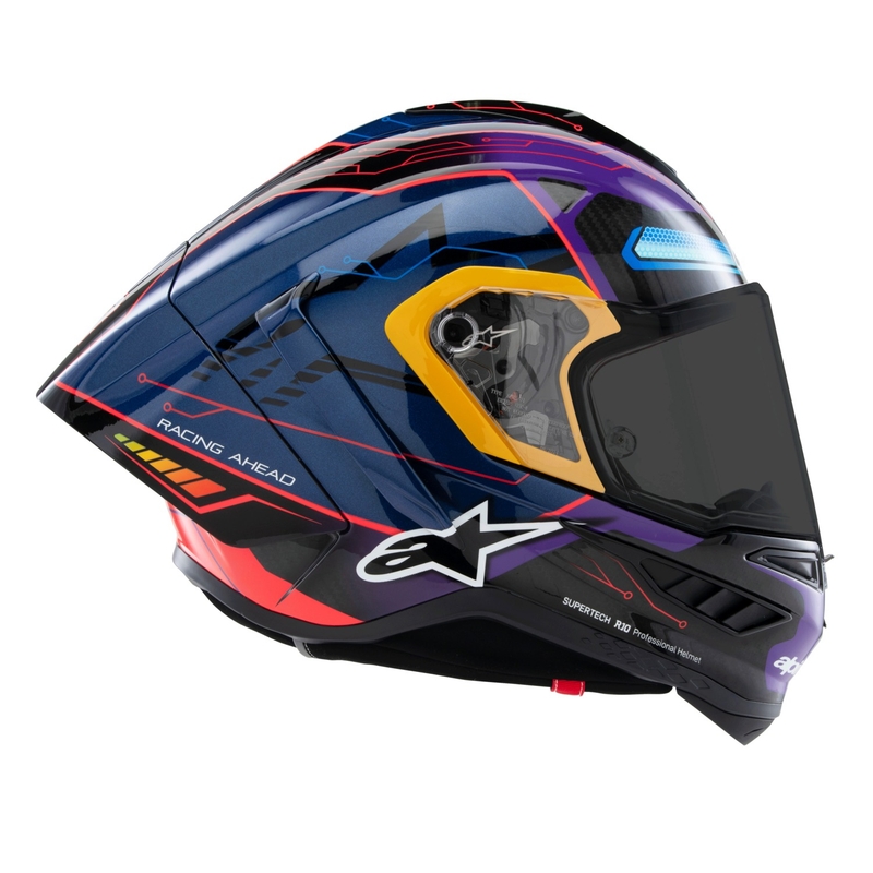 Alpinestars Supertech R-10 limited edition Martinator Jorge Martin blå-lilla-rød-gul integreret motorcykelhjelm