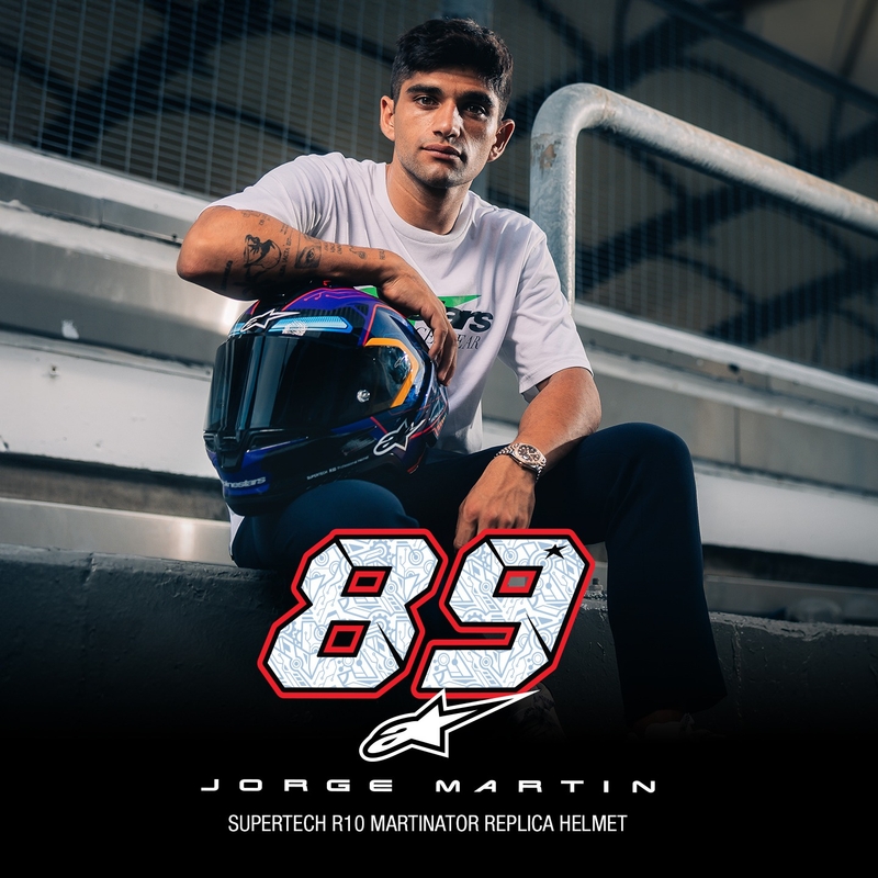 Alpinestars Supertech R-10 limited edition Martinator Jorge Martin blå-lilla-rød-gul integreret motorcykelhjelm