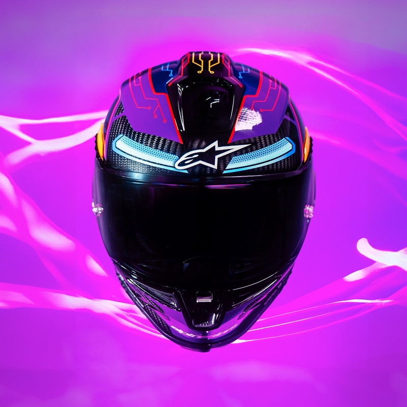 Alpinestars Supertech R-10 limited edition Martinator Jorge Martin blå-lilla-rød-gul integreret motorcykelhjelm